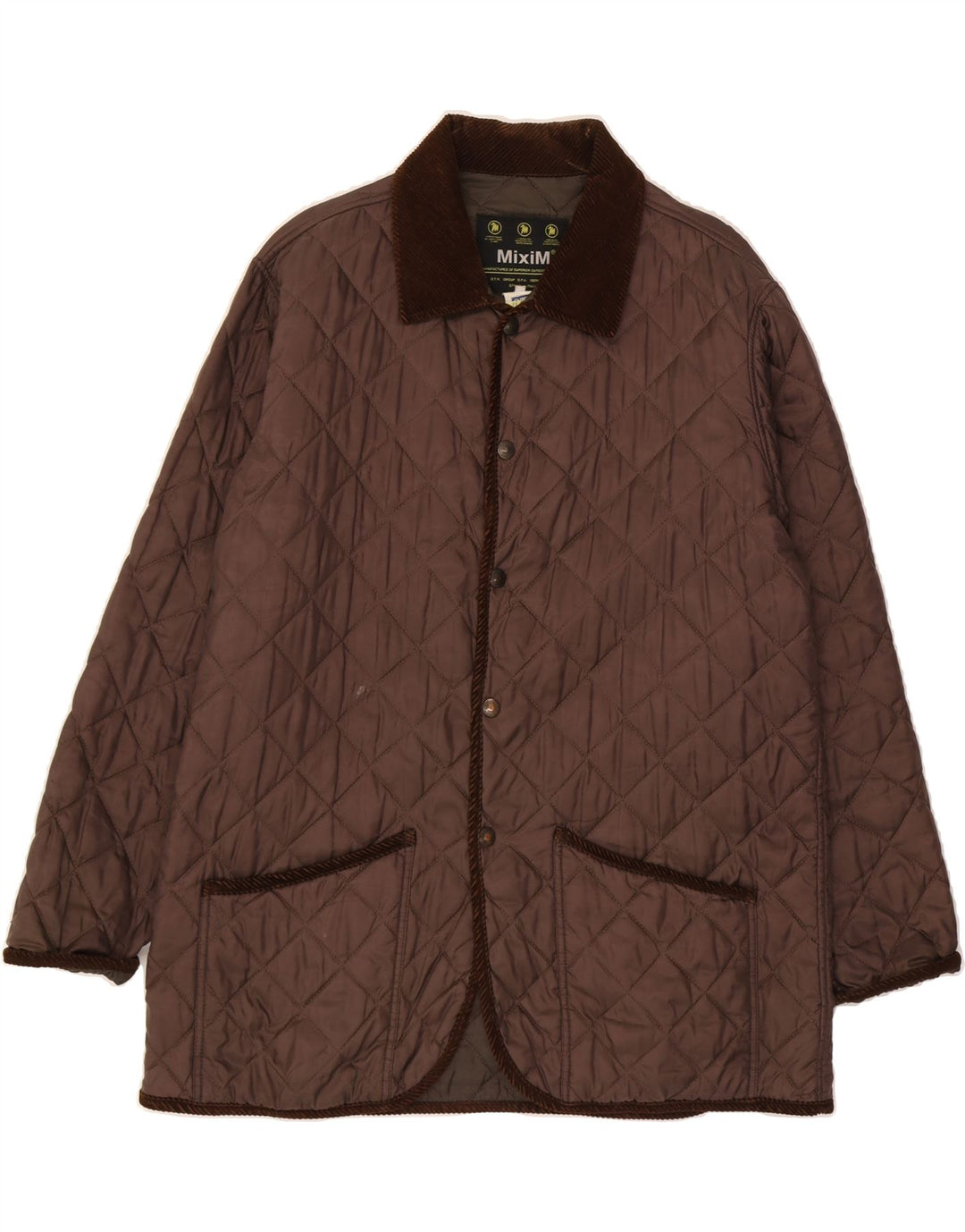 VINTAGE Mens Quilted Jacket UK 42 XL Brown Cotton Vintage Vintage and Second-Hand Vintage from Messina Hembry 