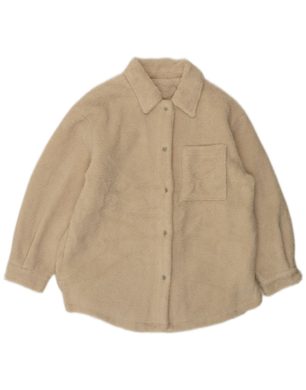 Topshop Giacca in pile oversize da donna UK 10 Small Beige Poliestere