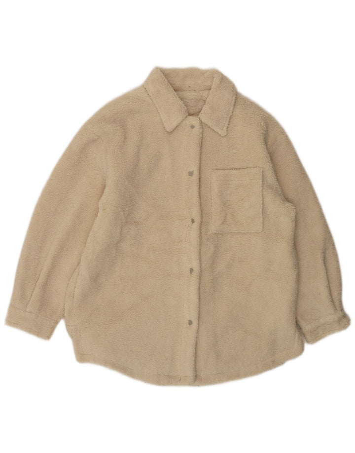 Topshop Giacca in pile oversize da donna UK 10 Small Beige Poliestere