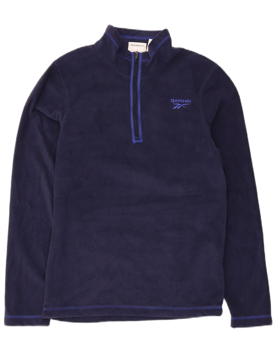 Maglione in pile Reebok da uomo con zip e collo, medio, blu navy, in poliestere sportivo
