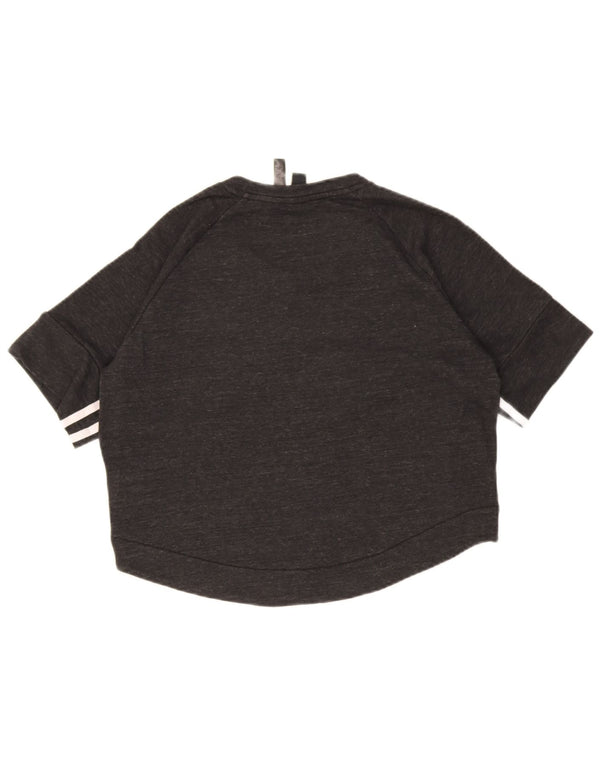 Felpa corta da donna Adidas UK 12/14 media nera screziata