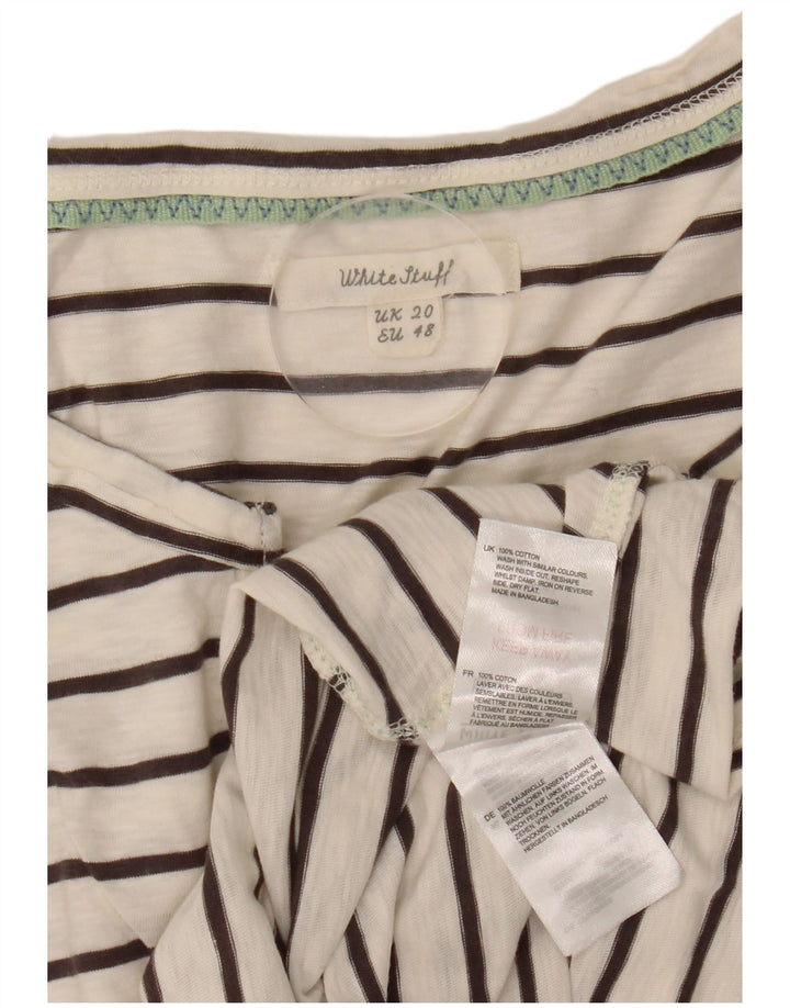 Canotta da donna White Stuff UK 20 2XL Cotone a righe bianche