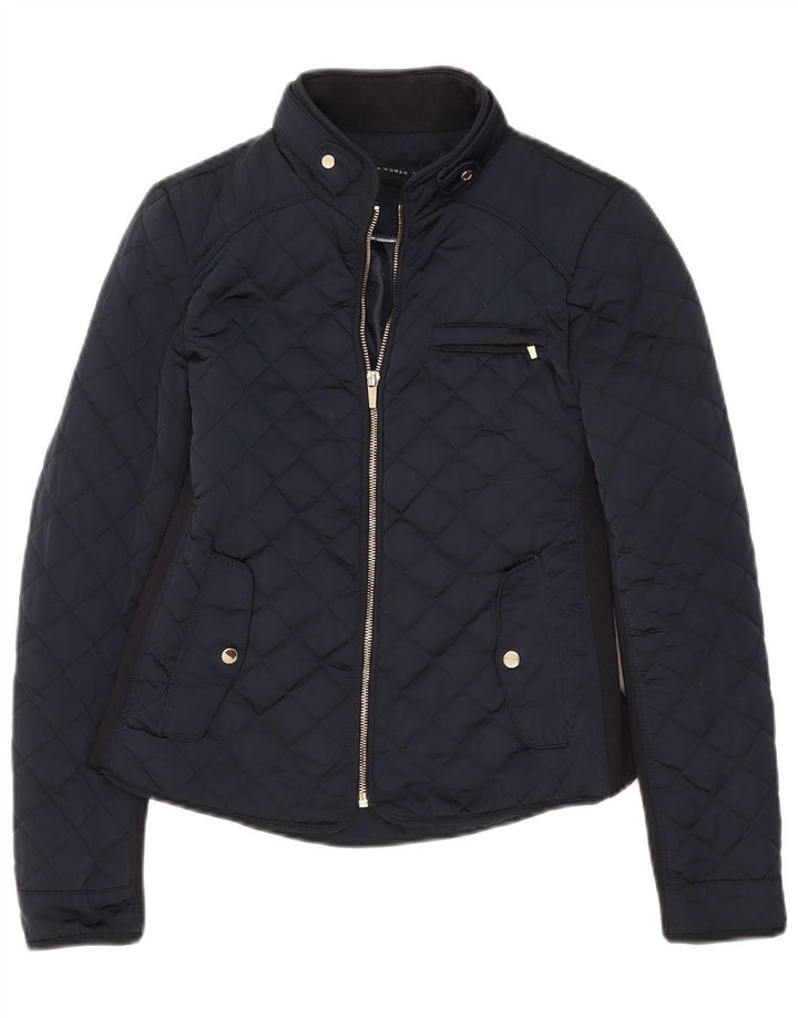 Giacca trapuntata da donna Zara UK 10 Small Poliestere color block blu navy