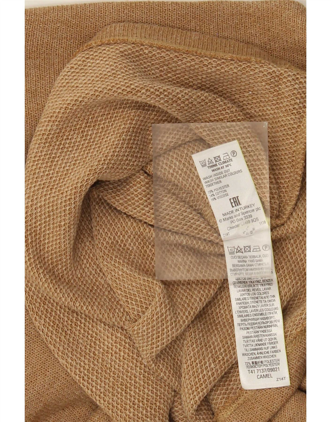 Marks & Spencer Top da donna a maniche lunghe UK 12 Poliestere beige medio