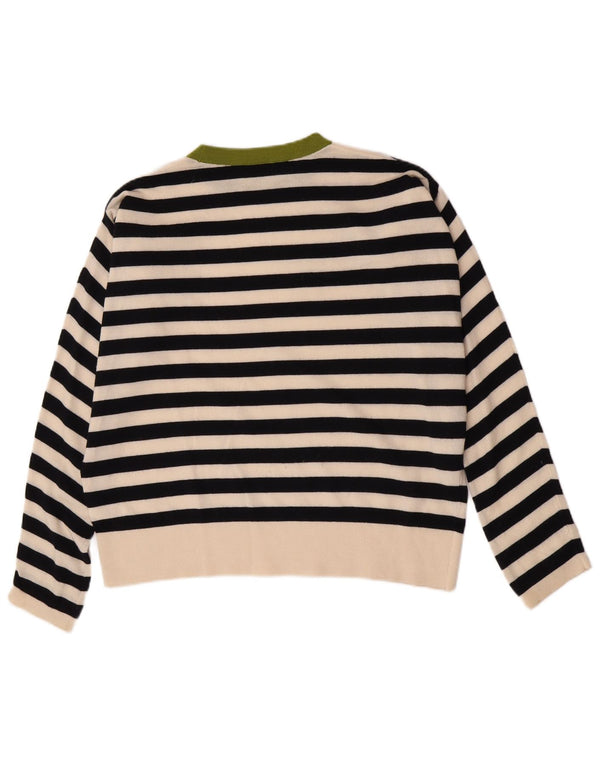 Maglione maglione girocollo oversize da donna Cos UK 10 piccolo a righe nere