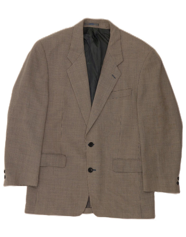 KENZO Mens 2 Button Blazer Jacket IT 48 Medium Navy Blue Houndstooth Wool