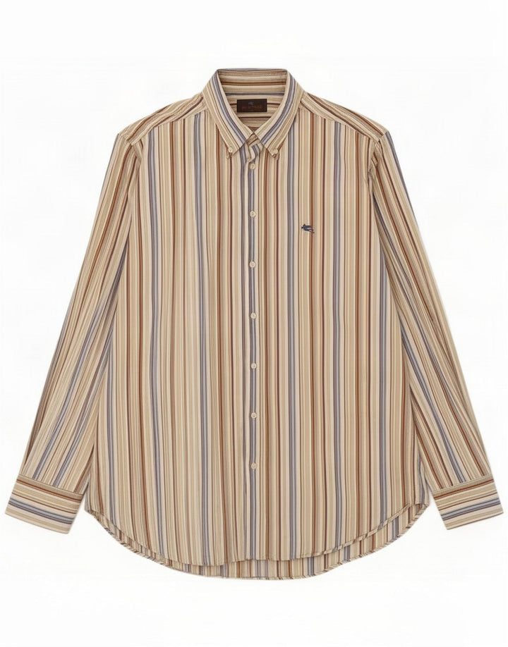 Etro Camicia da uomo taglia 42 Large in cotone a righe multicolore