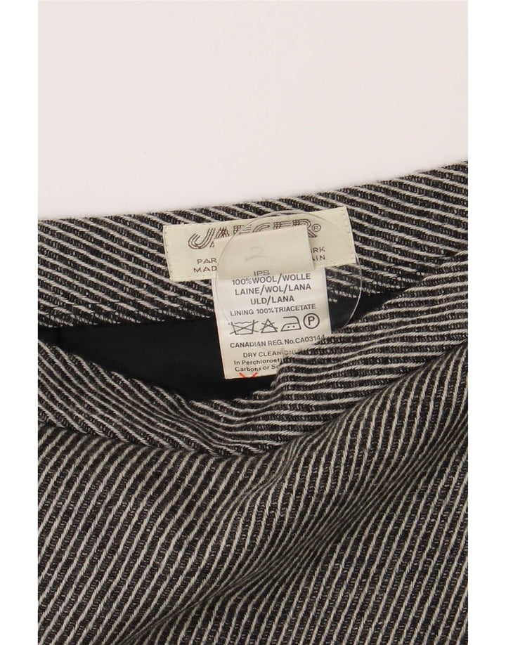 Gonna a tubino da donna Jaeger UK 14 media W28 lana a righe grigie