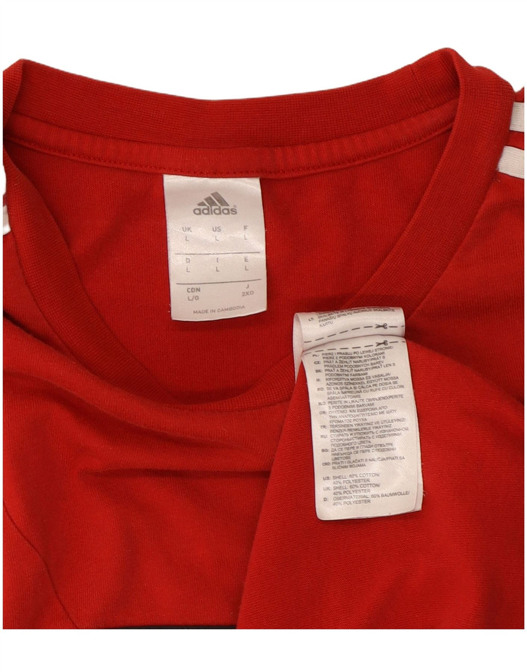 T-shirt da uomo Adidas Top Large rossa in cotone color block