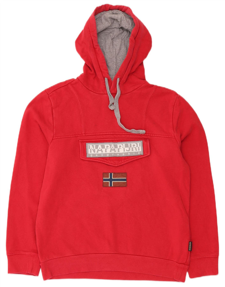 Maglione con cappuccio grafico da uomo NAPAPIJRI in cotone rosso medio