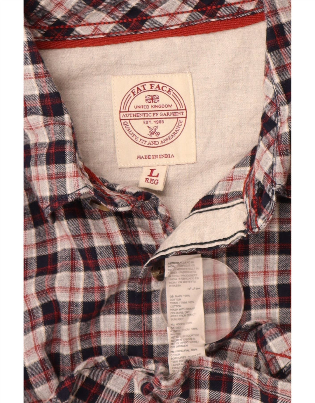 FAT FACE Camicia da uomo in flanella di cotone a quadri multicolore grande