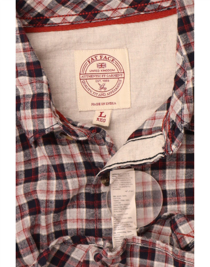 FAT FACE Camicia da uomo in flanella di cotone a quadri multicolore grande