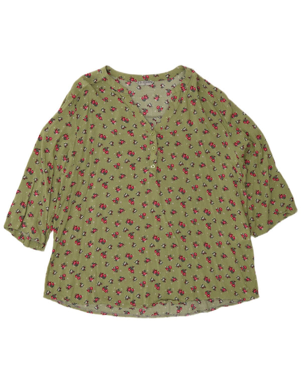 F.D.Joseph Camicia pullover da donna con maniche a 3/4 UK 18 XL Viscosa floreale verde