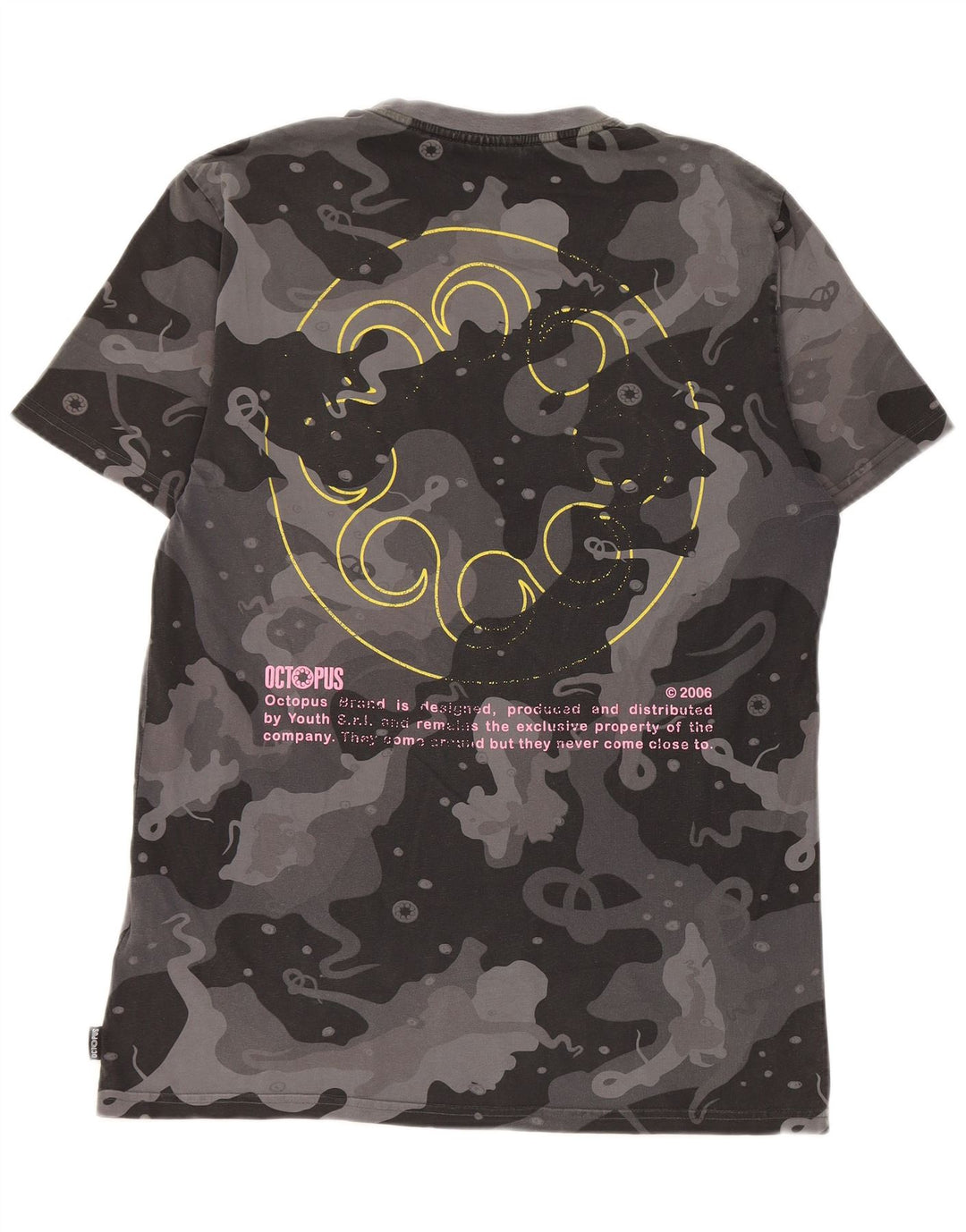 T-shirt grafica da uomo Octopus Top in cotone mimetico grigio medio