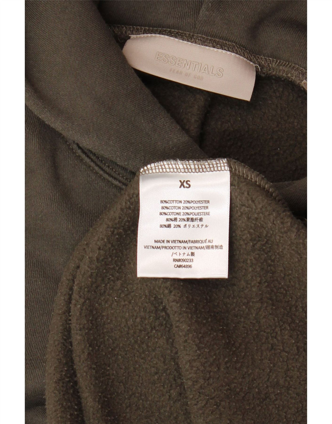 ESSENTIALS Maglione con cappuccio vestibilità ampia da uomo XS in cotone marrone