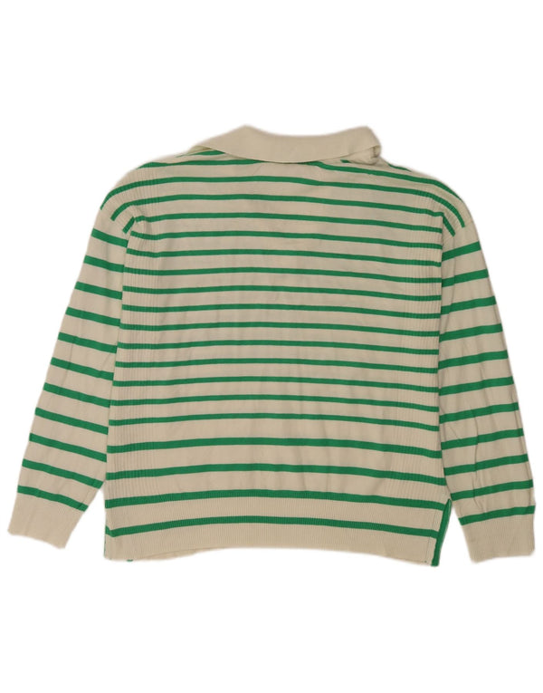 Maglione maglione collo alto da donna M&Co UK 14 Viscosa a righe bianche grandi