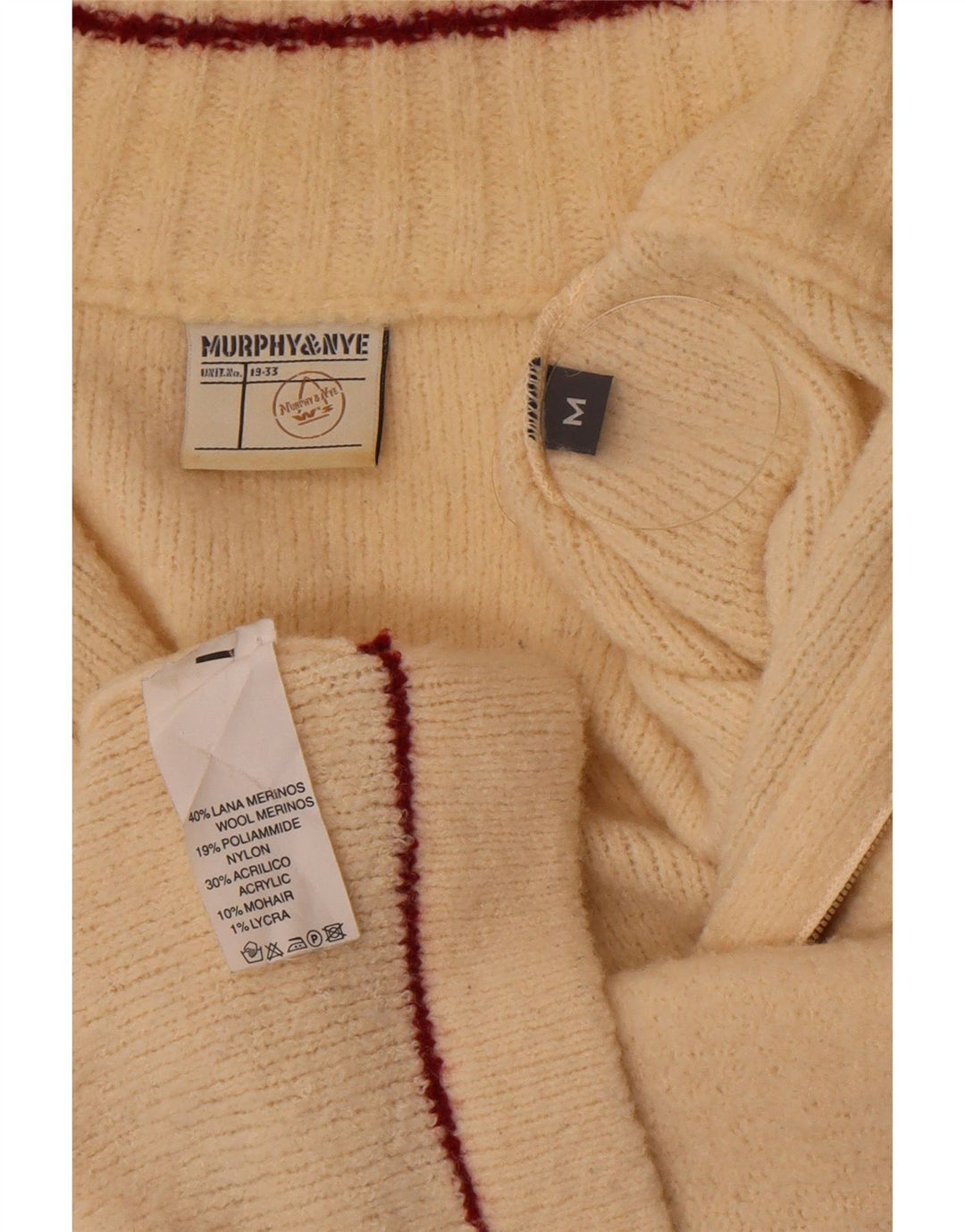 Maglione cardigan da donna Murphy & Nye UK 14 Blocco colore bianco sporco medio