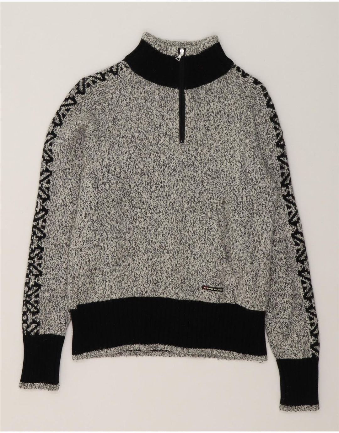 Maglione da uomo con collo con zip Cape Horn, grande angora color grigio grigio