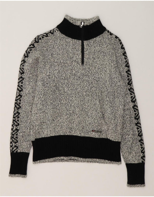 Maglione da uomo con collo con zip Cape Horn, grande angora color grigio grigio