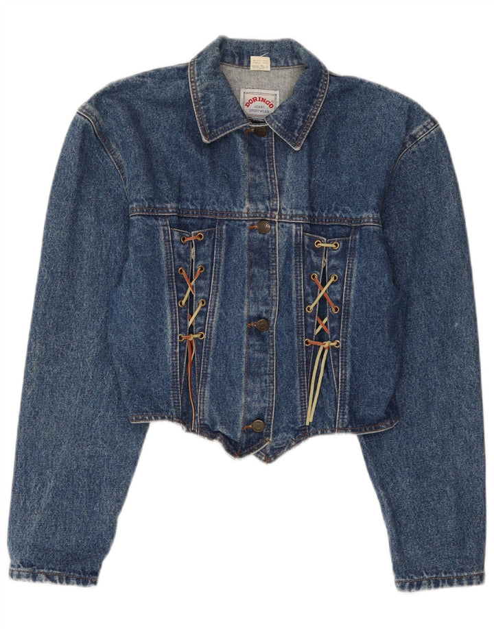 Giacca in denim corto da donna Doringo UK 10 piccolo cotone blu