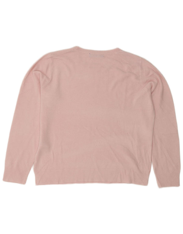 Maglione maglione girocollo da donna Marks & Spencer UK 16 grande acrilico rosa