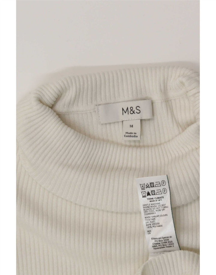 Marks & Spencer Top da donna a maniche lunghe UK 14 Viscosa bianca media