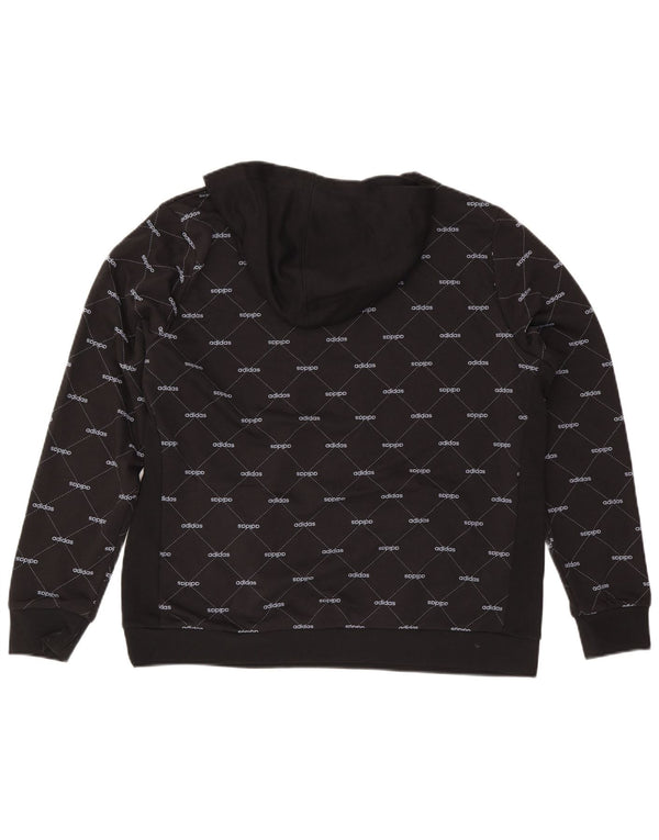 Felpa con cappuccio grafica da donna Adidas UK 24/26 2XL cotone nero