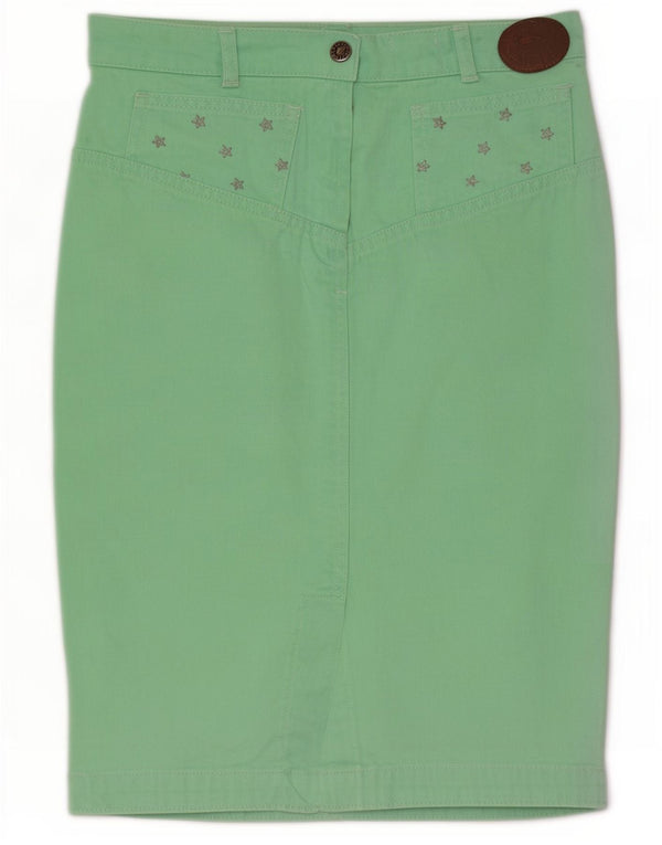 Iceberg Womens High Waist Pencil Skirt IT 42 Medium W24 Green Cotton