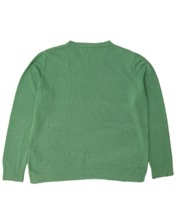Maglione maglione girocollo da donna Marks & Spencer UK 16 grande acrilico verde