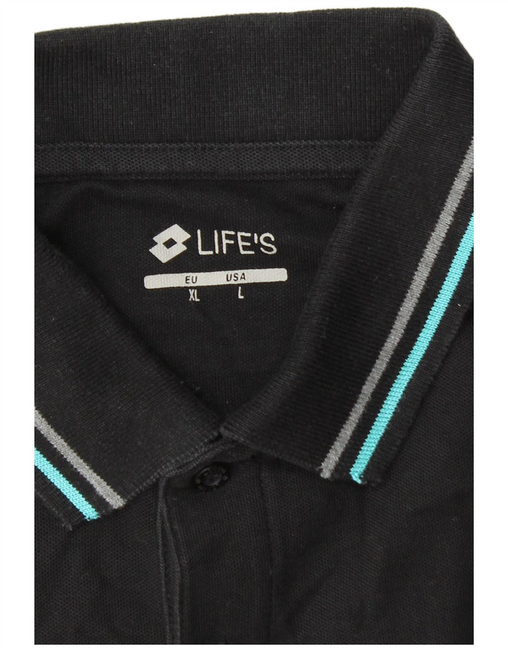 Polo da uomo LOTTO Life Large in cotone nero