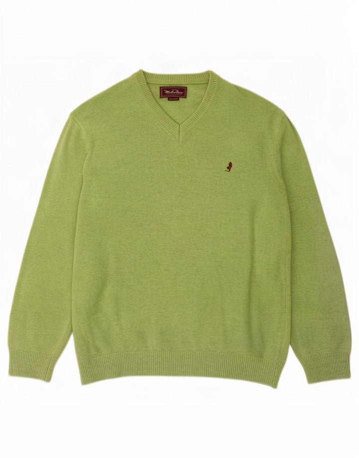 Maglione maglione con scollo a V da uomo Marlboro Classics 2XL lana verde