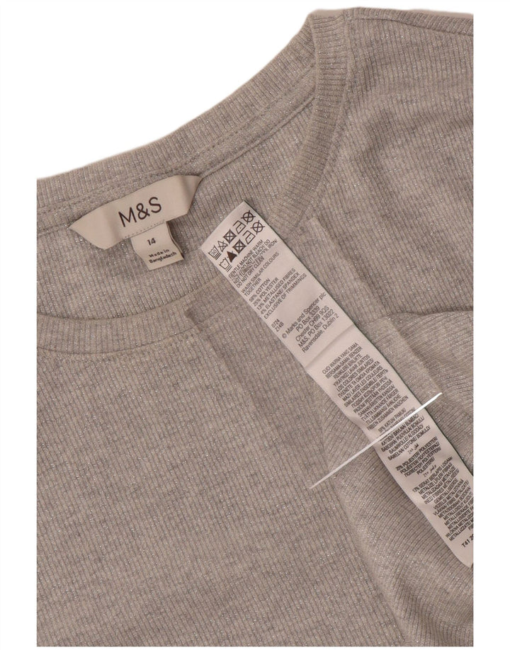 Marks & Spencer Top da donna a maniche lunghe UK 14 Cotone grigio medio