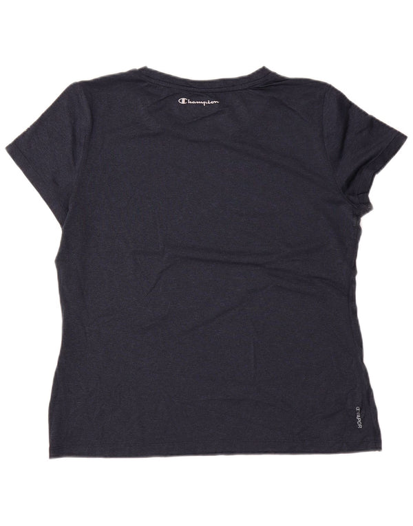 T-shirt grafica da donna CHAMPION Top UK 14 medio blu navy