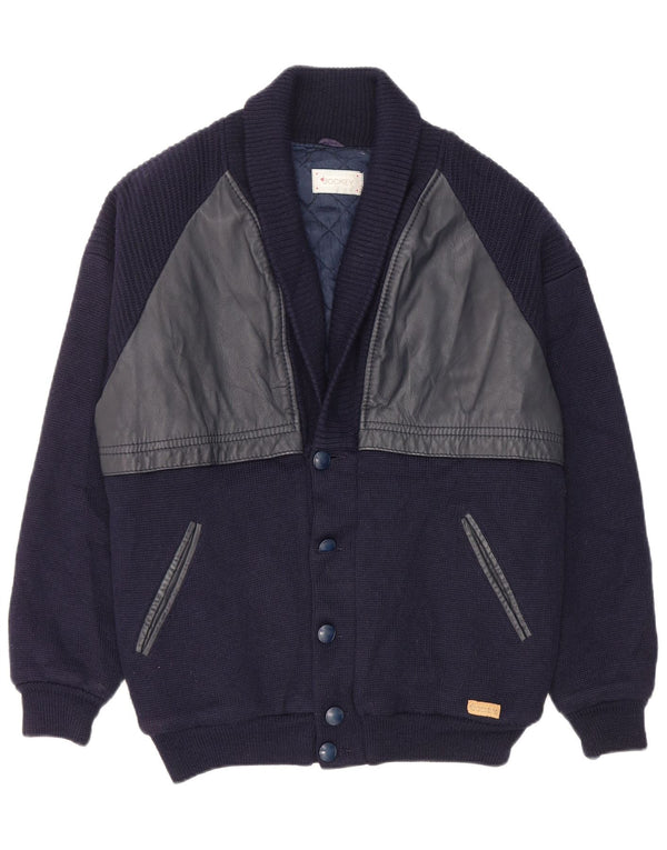 Maglione cardigan da uomo Jockey IT 52 Large in lana blu navy