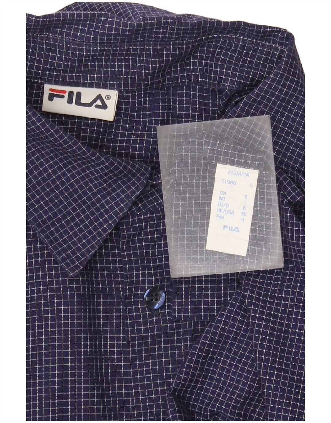 Camicia Fila da uomo grande in cotone a quadretti blu navy