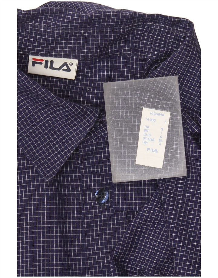 Camicia Fila da uomo grande in cotone a quadretti blu navy