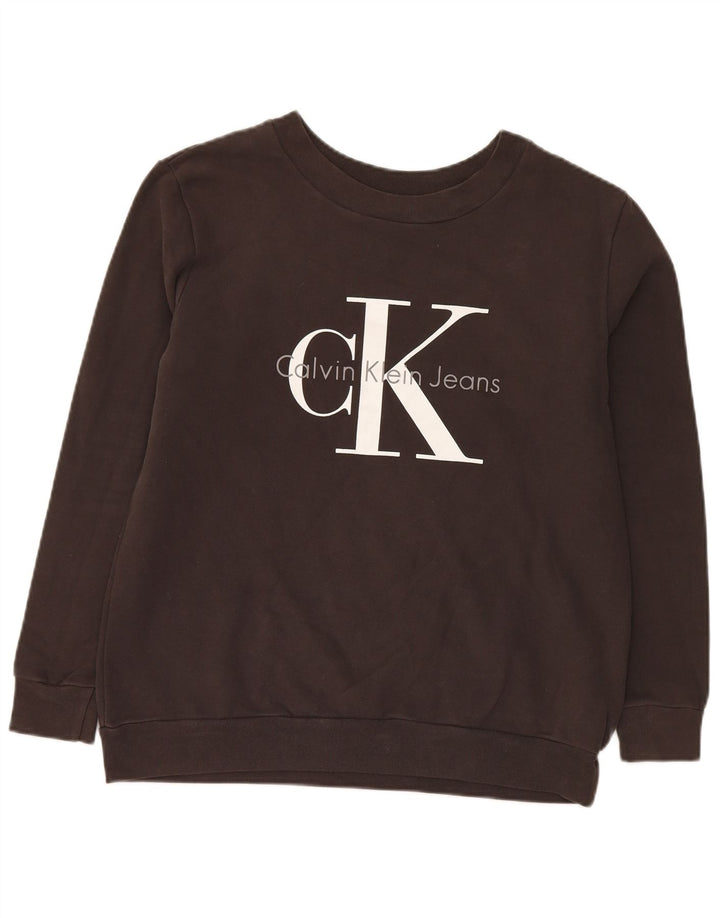 Calvin Klein Jeans Felpa grafica da uomo Maglione piccolo in cotone marrone