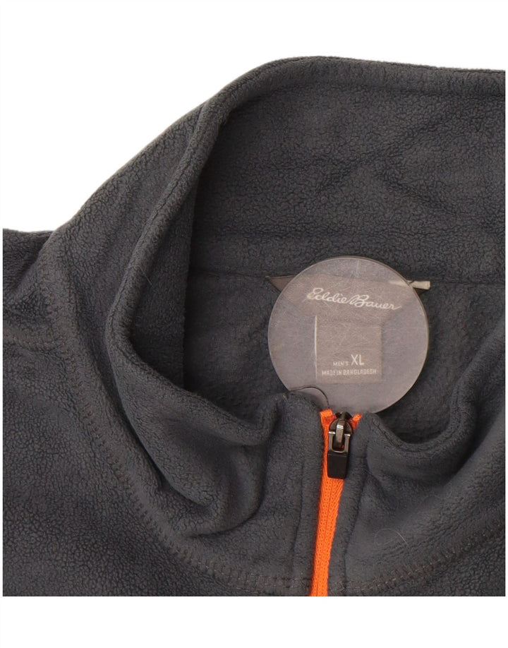 Maglione in pile da uomo Eddie Bauer con zip e collo XL in poliestere grigio