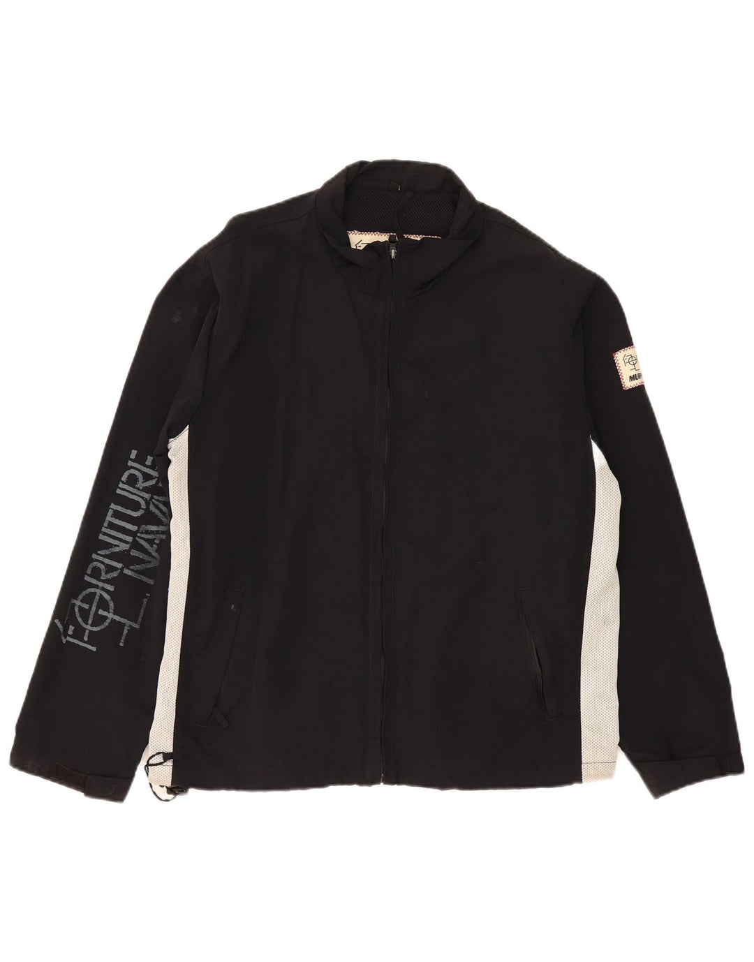 Giacca antipioggia grafica da uomo Murphy & Nye UK 40 Large in nylon color block nero
