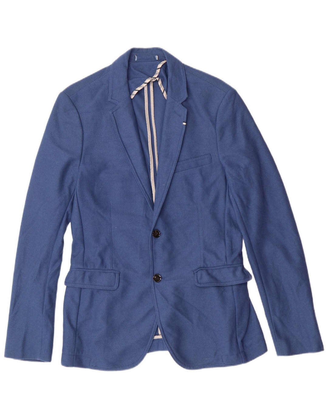 ZARA Giacca Blazer a 2 Bottoni da Uomo EU 50 Blu Medio Poliestere