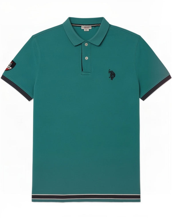 Polo Assn. degli Stati Uniti Polo da uomo 2XL in cotone color block turchese