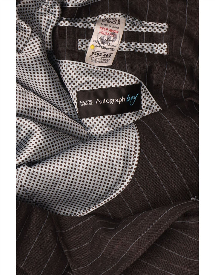 Giacca blazer autografata da ragazzo Marks & Spencer 12-13 anni gessato grigio