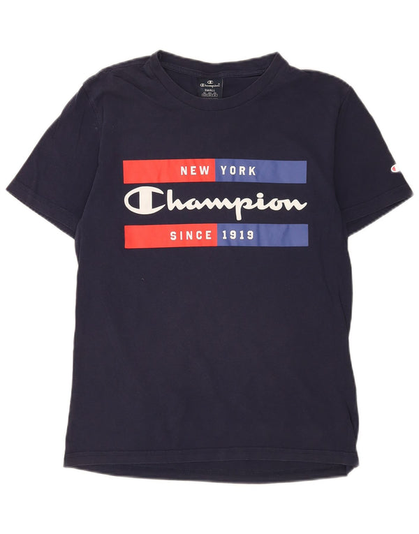 T-shirt grafica da uomo Champion Top piccola in cotone blu navy