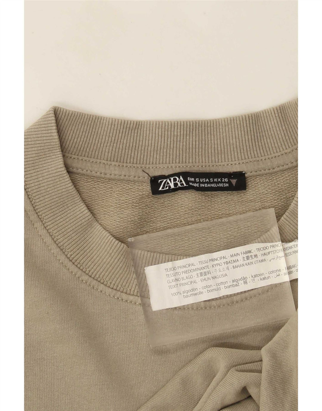Felpa oversize da donna Zara, maglione UK 10, piccolo cotone kaki