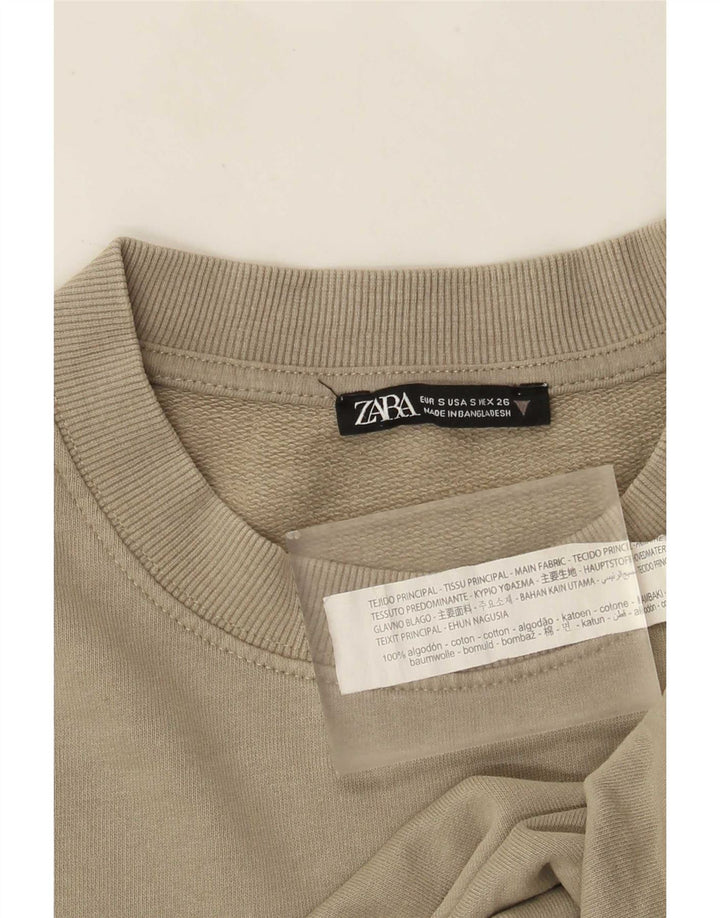 Felpa oversize da donna Zara, maglione UK 10, piccolo cotone kaki
