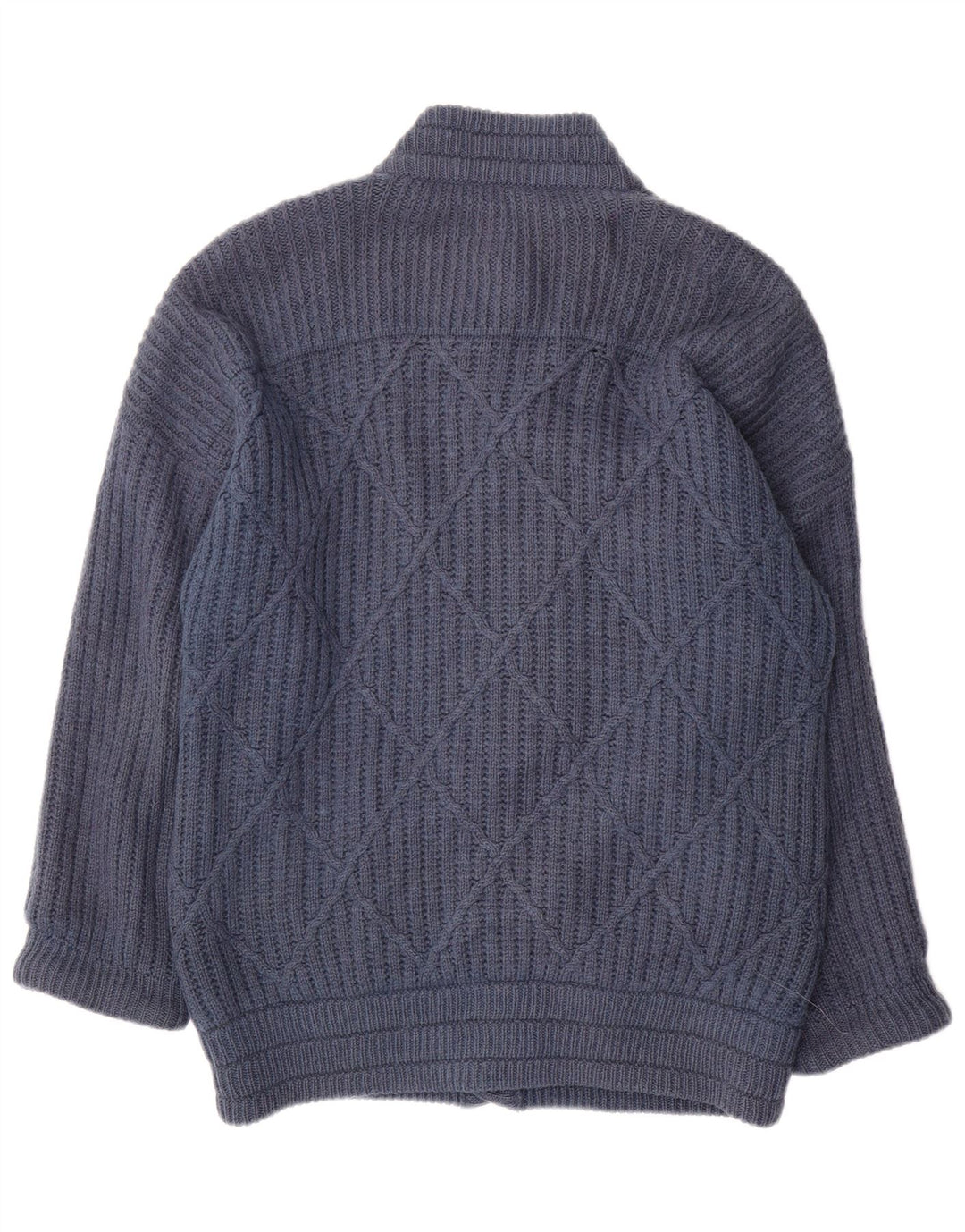 Maglione cardigan da uomo VINTAGE lana media blu navy