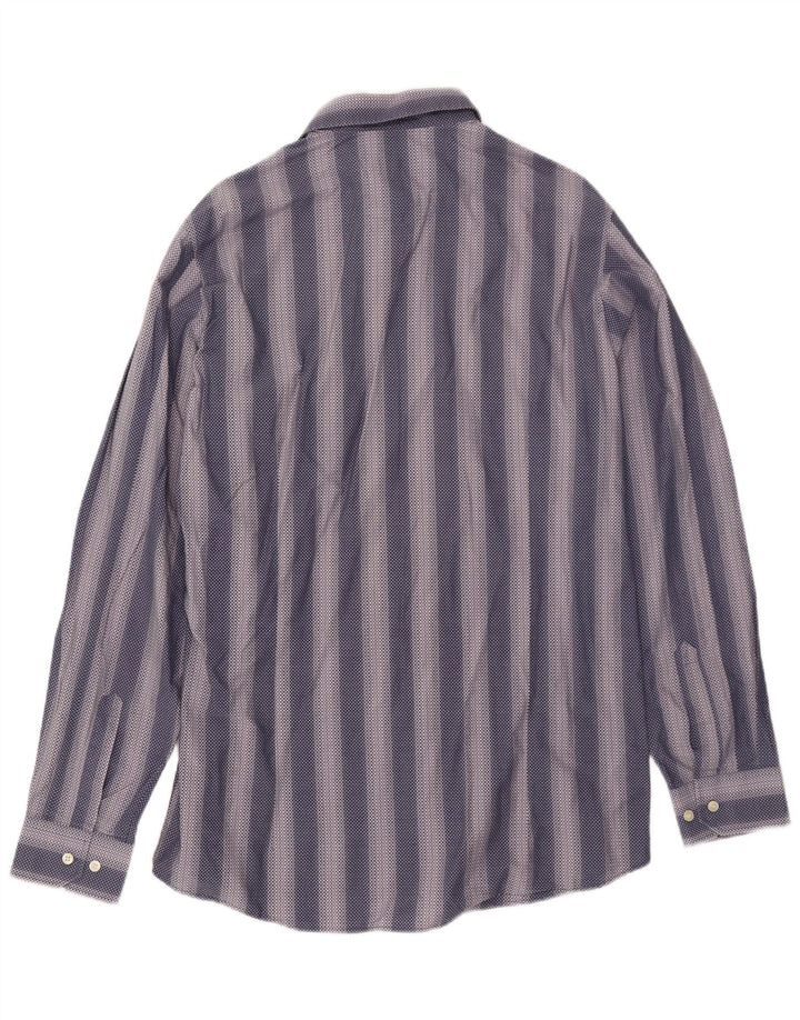 Camicia da uomo Hugo Boss XL in cotone a righe blu navy