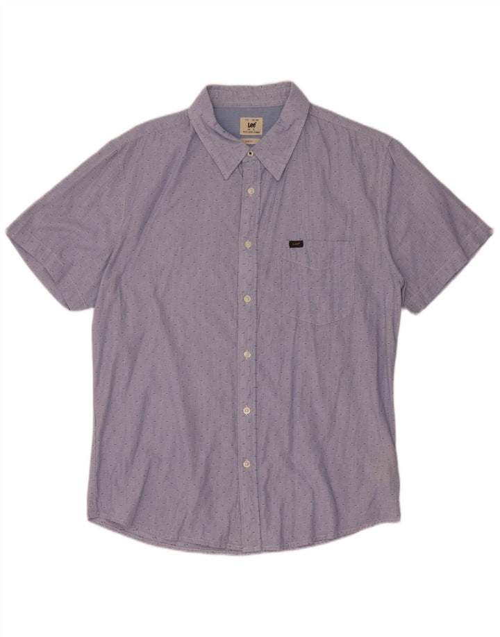 Camicia Lee da uomo slim fit a maniche corte, cotone a righe grandi blu