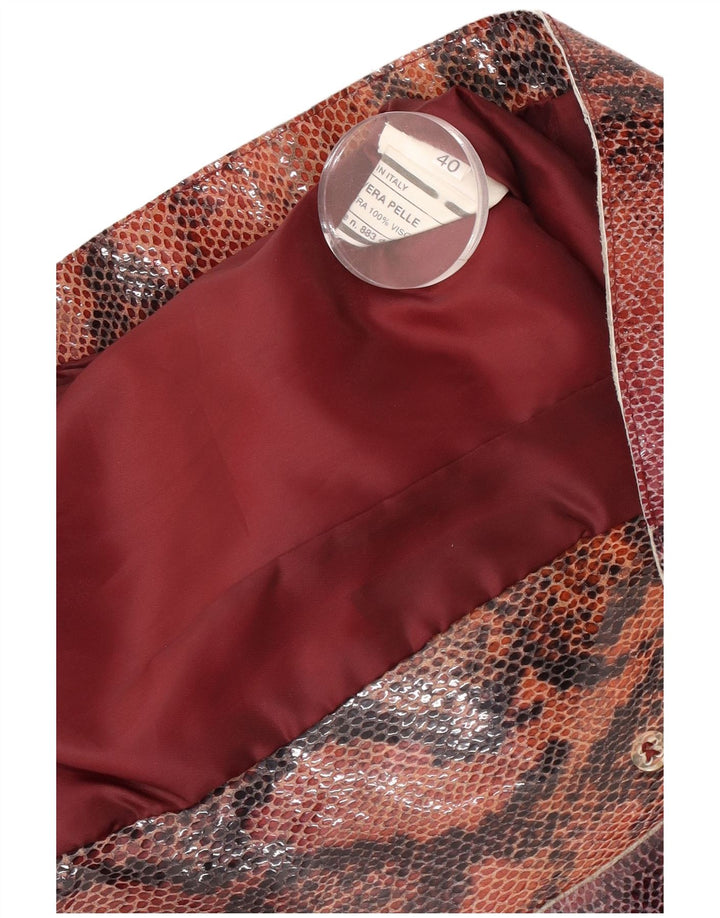 Giacca blazer vintage da donna a 3 bottoni IT 40 piccola stampa animalier bordeaux