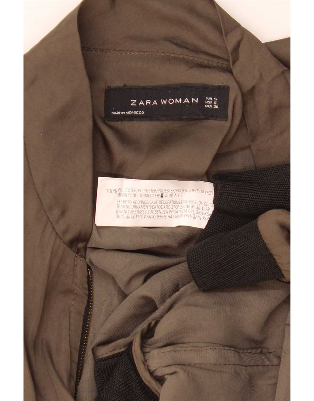 Giubbotto bomber oversize da donna Zara UK 10 piccolo poliestere color block kaki